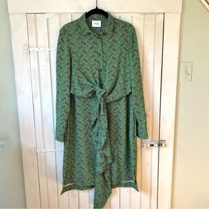 Akris Punto Green Las Rocas Patterned Midi Dress Size US 10